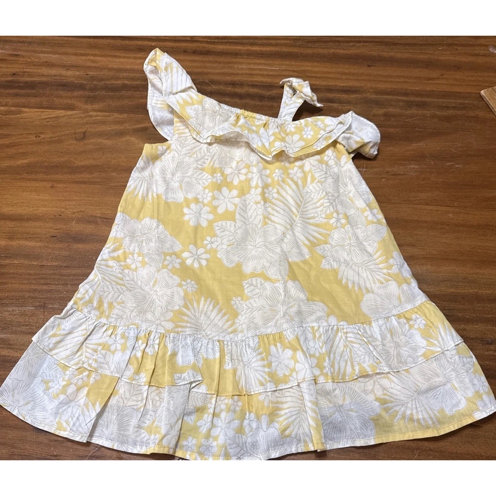 Janie and Jack Cold Shoulder Yellow White Floral Bow Girls Size 3